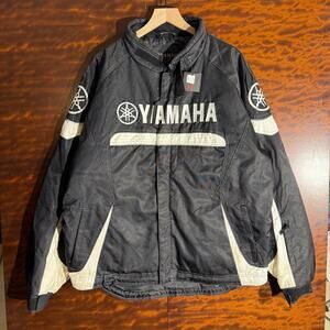 Y2K Yamaha Mens Motorcycle Black Spellout Jacket X-L